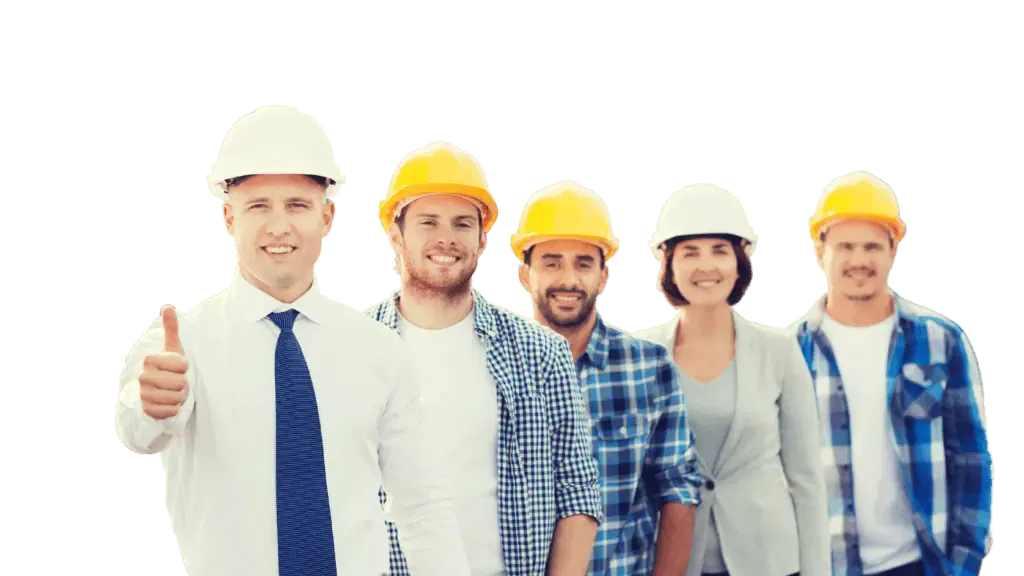 A group of construction workers giving thumbs up.