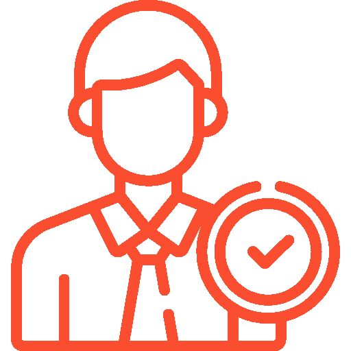 A man with a clock icon on a black background.