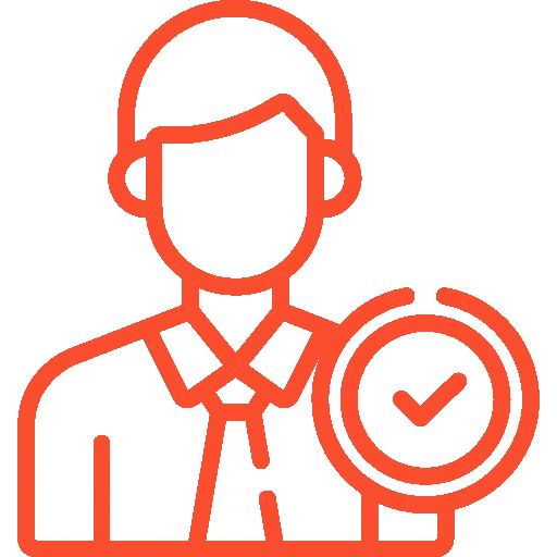 A man with a clock icon on a black background.