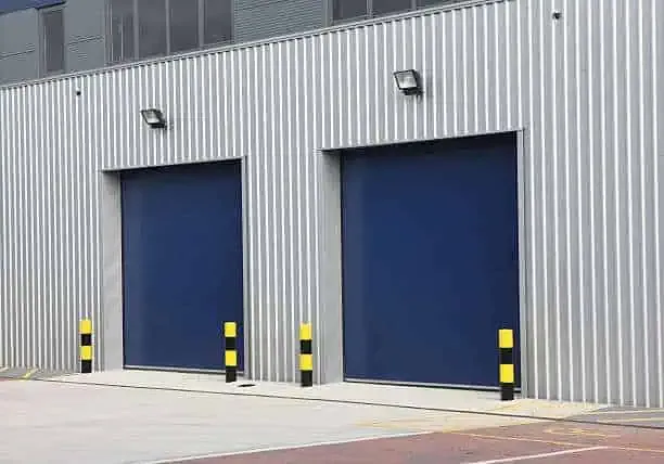 industrial unit with steel bollard
